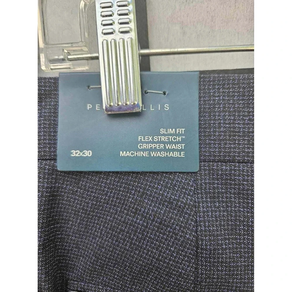 PERRY ELLIS Slim Fit Flex Stretch Dress‎ Pants 32x30 Washable Suit Gray